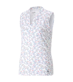 PUMA Golf Puma Womens MATTR Micro Floral Sleeveless Polo