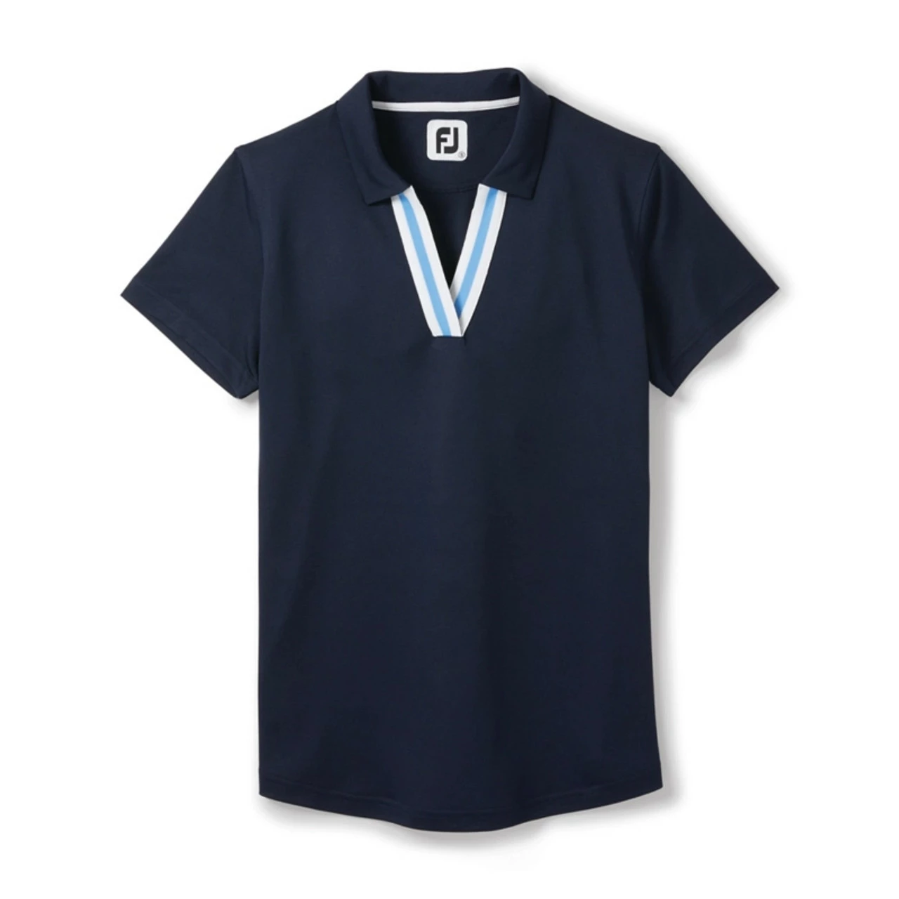 FootJoy Golf FootJoy Womens SS Stripe Ribbon Trim Shirt