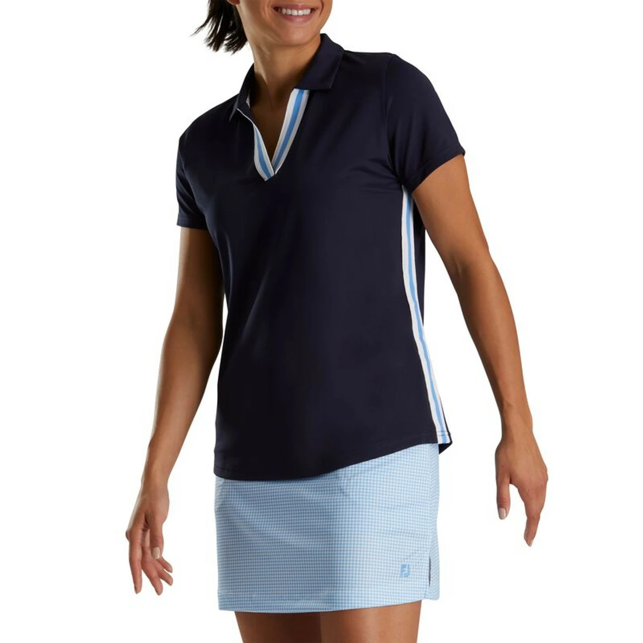 FootJoy Golf FootJoy Womens SS Stripe Ribbon Trim Shirt - Image 3