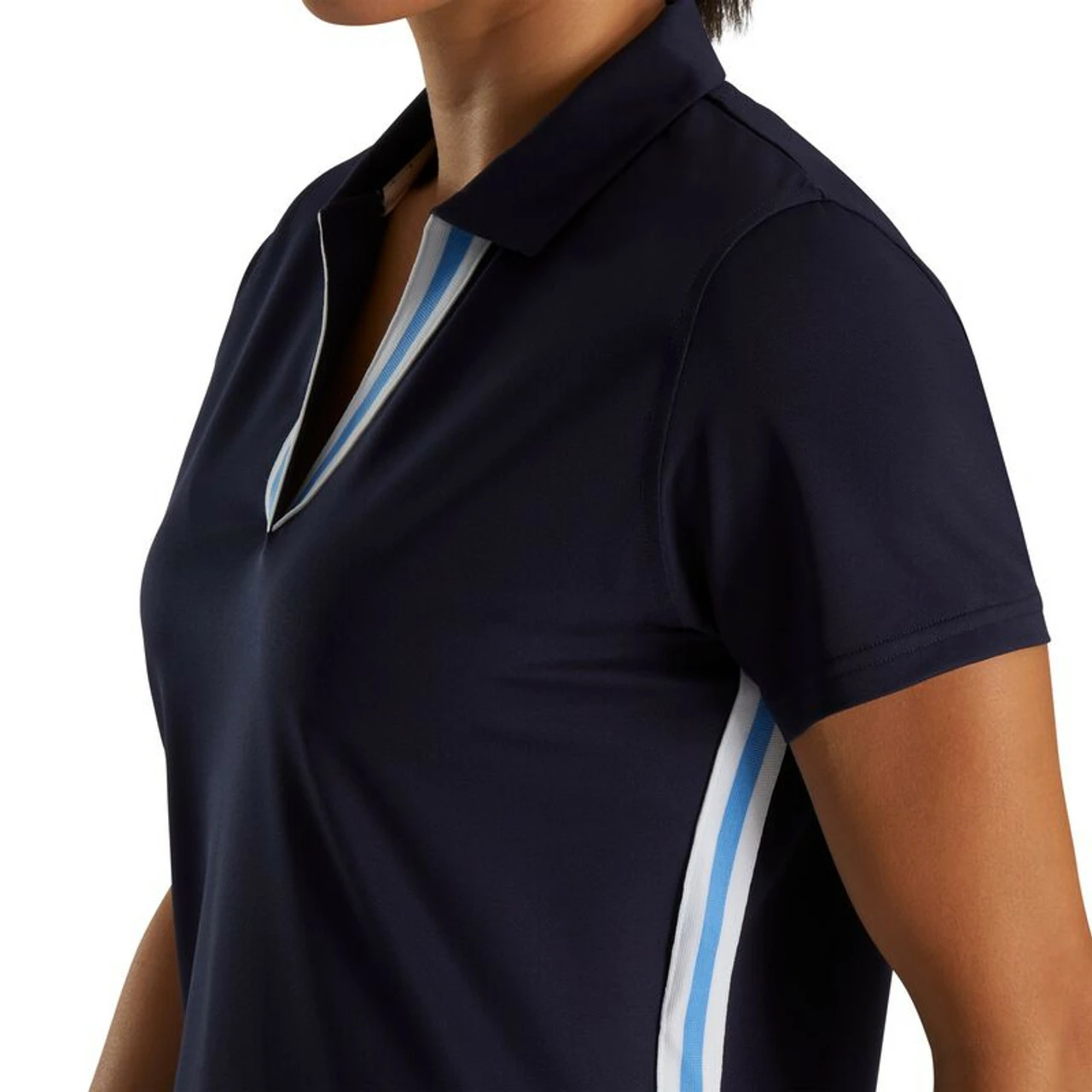 FootJoy Golf FootJoy Womens SS Stripe Ribbon Trim Shirt - Image 4