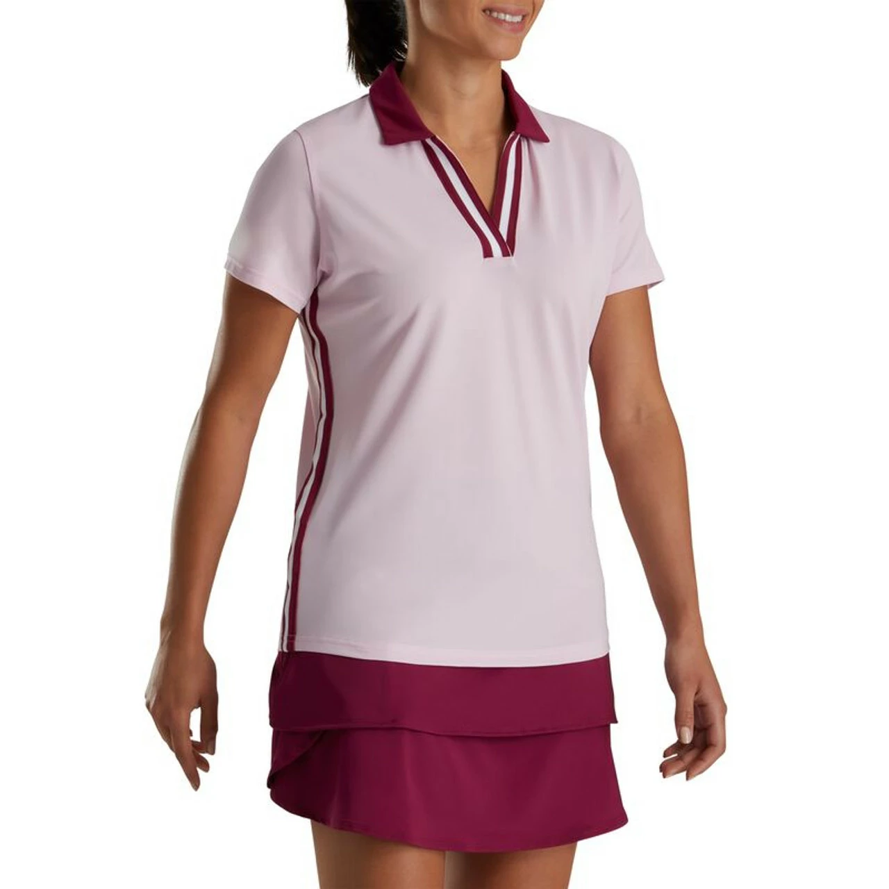 FootJoy Golf FootJoy Womens SS Stripe Ribbon Trim Shirt - Image 9