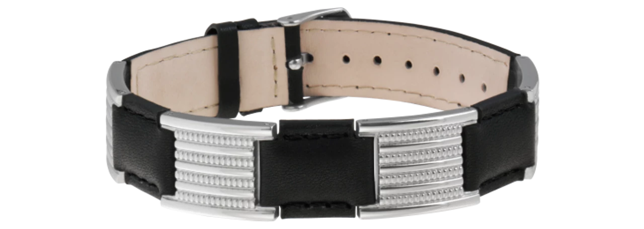 Sabona Black Leather Dress Stainless Magnetic